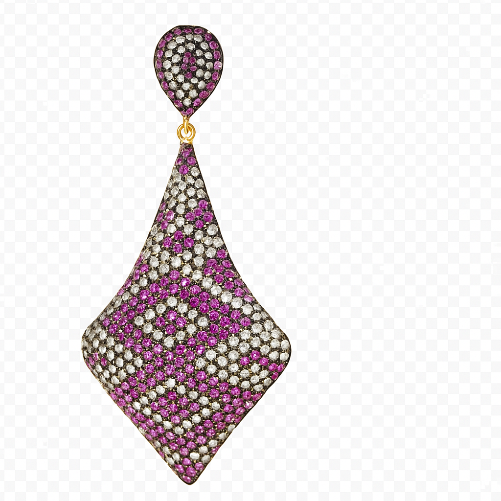 Sparkling Dual-Tone Diamond & Pink Sapphire Drop Earrings (Copy) (Copy) - Image 4
